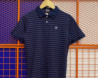 Vintage Coureges Shirt Polo Stripes Small Logo