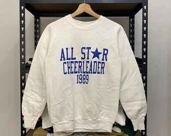 Vintage All Star Cheerleader 1989 Sweatshirt 90s Crewneck White Colour Size S