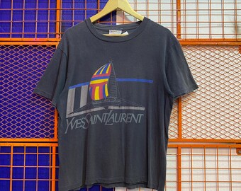 Koszulka vintage YvesSaintLaurent z lat 90. wyblakła