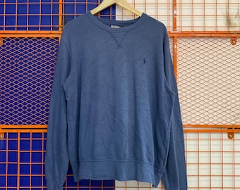 Vintage Polo Ralph Lauren Sweatshirt Crewneck Small Pony Blue Colour
