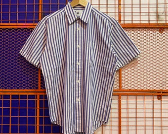 Vintage Issey Miyake Shirt Stripe Button Up Designer Japanese Brand