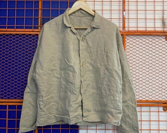 Camisa vintage de lino de Yohji Yamamoto, marca japonesa, estilo raro, diseñador.