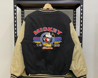 Vintage Mickey Mouse Varsity Jacket Disney Embroidery Rare Design Size L