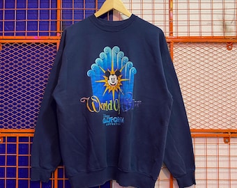 Sudadera vintage de Disney con cuello redondo y Mickey Mouse, color azul.