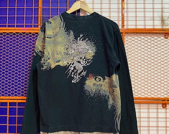 Vintage Karakuri Generation Embroidery Style Japanese Brand Tshirt Longsleeve
