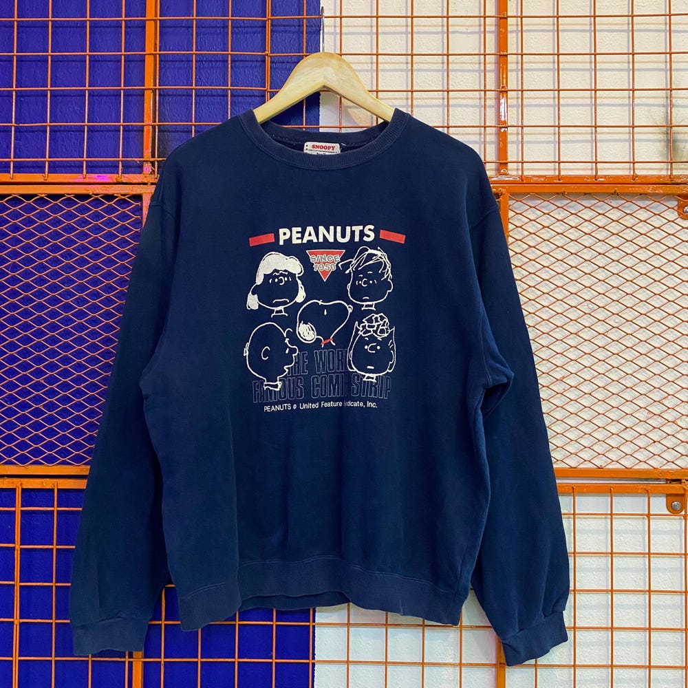 Vintage Peanuts Snoopy Sweatshirt Crewneck Blue Colour Shirtcanvas