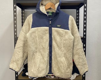 Vintage LL Bean Fleece Hoodie Sweatshirt Jacket Full Zip