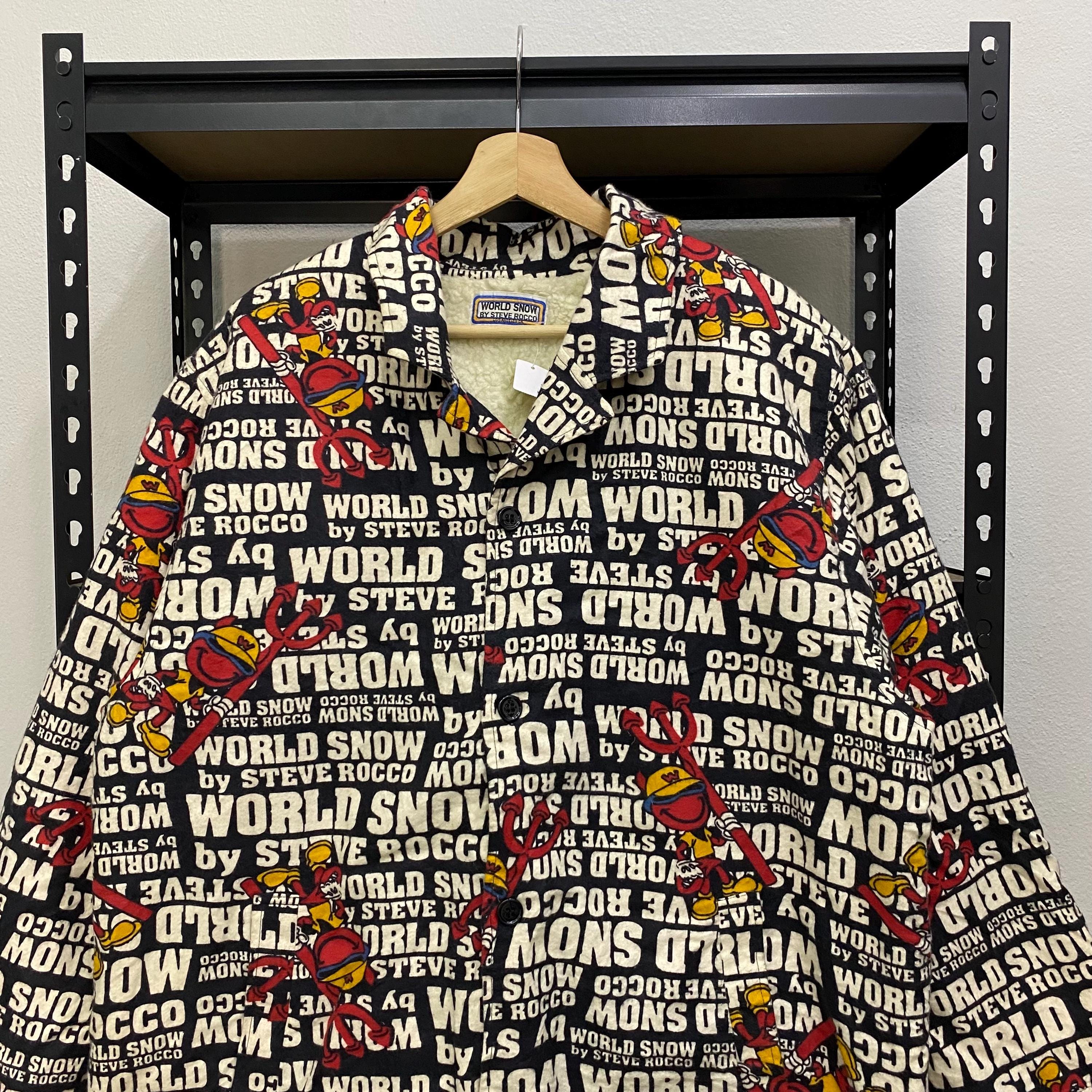 Vintage World Snow by Steve Rocco Fullprint Jacket Sherpa Lining 