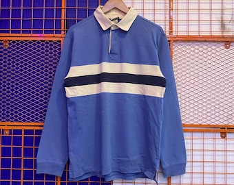 Vintage LL Bean pikétröja med lång ärm, 90-talsrandig