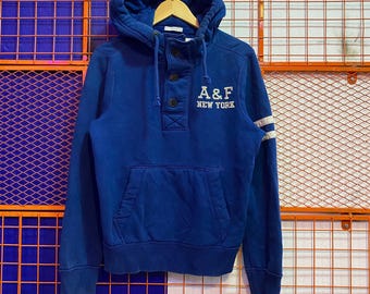 Vintage Abercrombie & Fitch New York-sweater met capuchon en trui met borduursels Spell Out