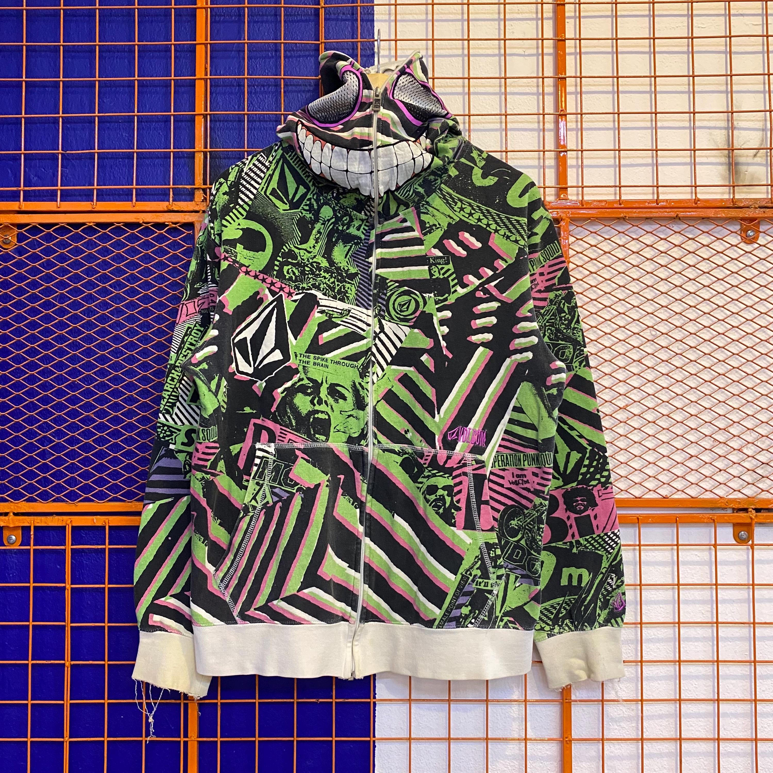 Vintage Volcom Fullprint Hoodie Sweatshirt Full Zip Rare Design