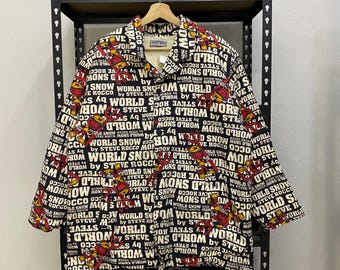 Vintage World Snow by Steve Rocco Fullprint Jacket Sherpa Lining 