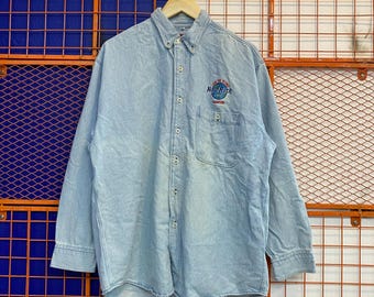 Vintage Hard Rock Cafe Cancun Jeans Shirt Embroidery