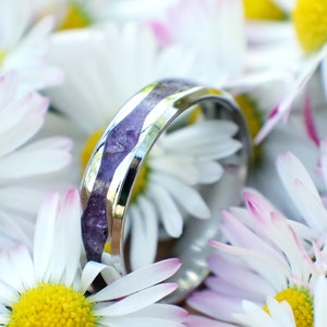 Amethyst Stainless Steel Ring, Comfort Fit