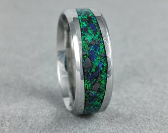 Stainless Steel Ring, Lapis Lazuli Ring, Opal Ring, Mens Rings, Unique Gift, Wedding Ring, Promise Ring, Engagement Ring, Hematite Ring