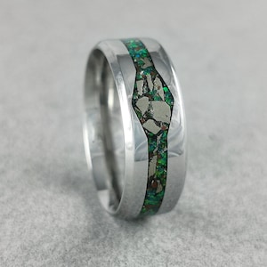 Stainless Steel Ring, Mahagony Obsidian Ring, Pyrite Ring, Opal Ring, Unique Gift, Wedding Ring, Promise Ring, Engagement Ring
