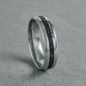 Stainless Steel Ring, Antimony Ring, Black Ring, Black Band, Unique Gift, Wedding Ring, Promise Ring, Engagement Ring, Obsidian Ring