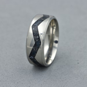 Anel de aço inoxidável, anel de obsidiana, aliança de casamento preta, anel de antimônio, presente exclusivo, aliança de casamento, anel de compromisso, anel de noivado, para ele