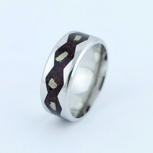 Stainless Steel Mahogany Obsidian Ring with Black Fire Opal