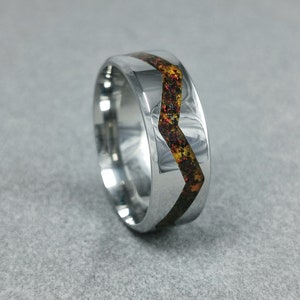 Womens Ring, Amber Ring, Men's Ring, Unique Gift, Wedding Ring, Promise Ring, Engagement Ring, Men's Wedding, Jewelry, Stainless Steel Ring image 1