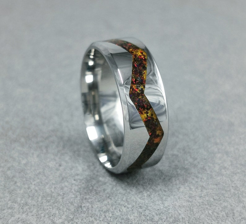 Womens Ring, Amber Ring, Men's Ring, Unique Gift, Wedding Ring, Promise Ring, Engagement Ring, Men's Wedding, Jewelry, Stainless Steel Ring image 1