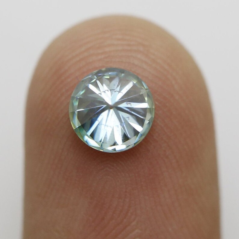 RG-93 Loose Moissanite diamond Round cut Greenish Blue 1.02 Ct