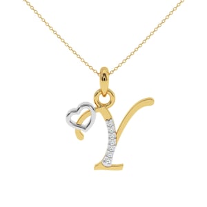 Colgante con inicial Y de diamante en oro de 14 quilates, colgante con la letra Y, colgante de diamantes de oro, colgante de diamantes de laboratorio, hermoso regalo perfecto.