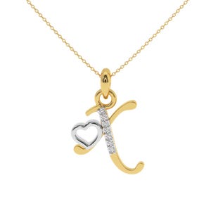 Colgante con inicial X de diamante en oro de 14 quilates, colgante con letra X, colgante de diamante de oro, colgante de diamante de laboratorio, hermoso regalo perfecto.