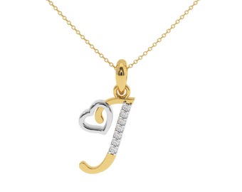 14Kt Gold Diamond Initial J Pendant , Letter J Pendant , Gold Diamond Pendant, Lab Diamond Pendant, Beautiful Perfect Gift