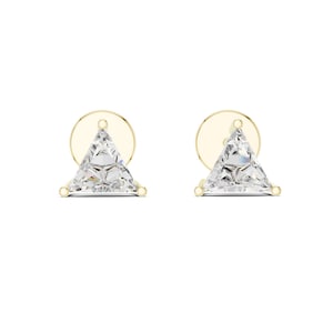 Triangle Lab Grown Diamond Stud Earrings: 14K Yellow Gold