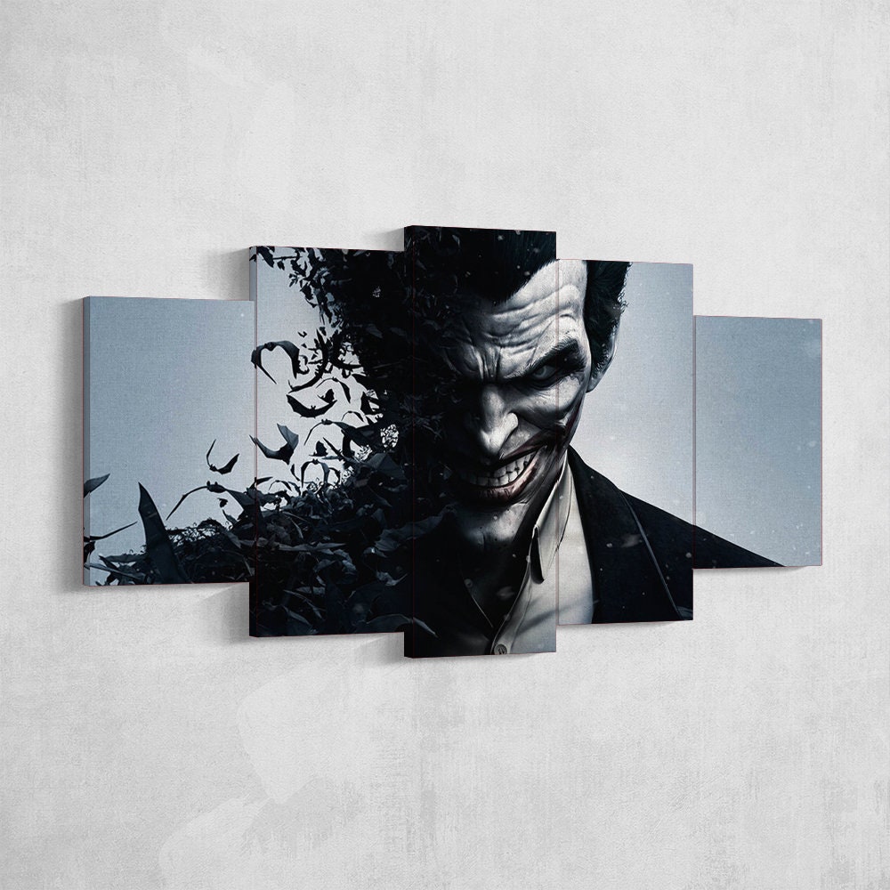 Joker Canvas Wall Art Joker Poster 09 Joker 5 Piece Canvas Etsy