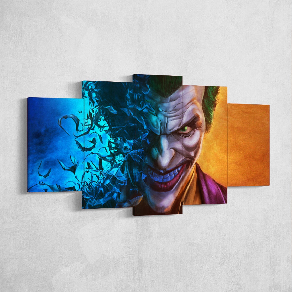 Joker Canvas Wall Art Joker Poster 08 Joker 5 Piece Canvas Etsy