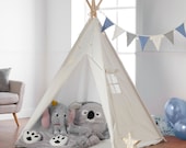 TeePee with Fairy Lights, Bunting Free Waterproof Base, 160cm Kids Tipi Tent Tienda Tenda - CE certified - 120 120 160cm