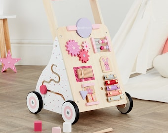 Haus Projekt Blossom Wooden Baby Walker, Push Along Activity for Babies & Toddlers, First Birthday Gifts for Girl, Kids Christmas Present