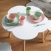 Haus Projekt Childrens Cloud Table and Chairs Set (Age 3-8), White Wooden Table & 2 Stools for Kids, Activity Table 60x50cms 