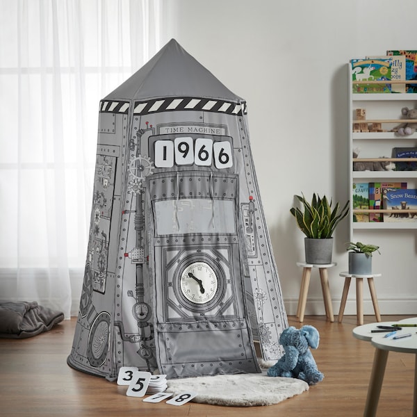 Haus Projekt Time Machine Pop Up Tent, Grey Kids Time Travel Play Tent, Pop Up Pretend Play Tent for Boys & Girls, Indoor and Outdoor Fun