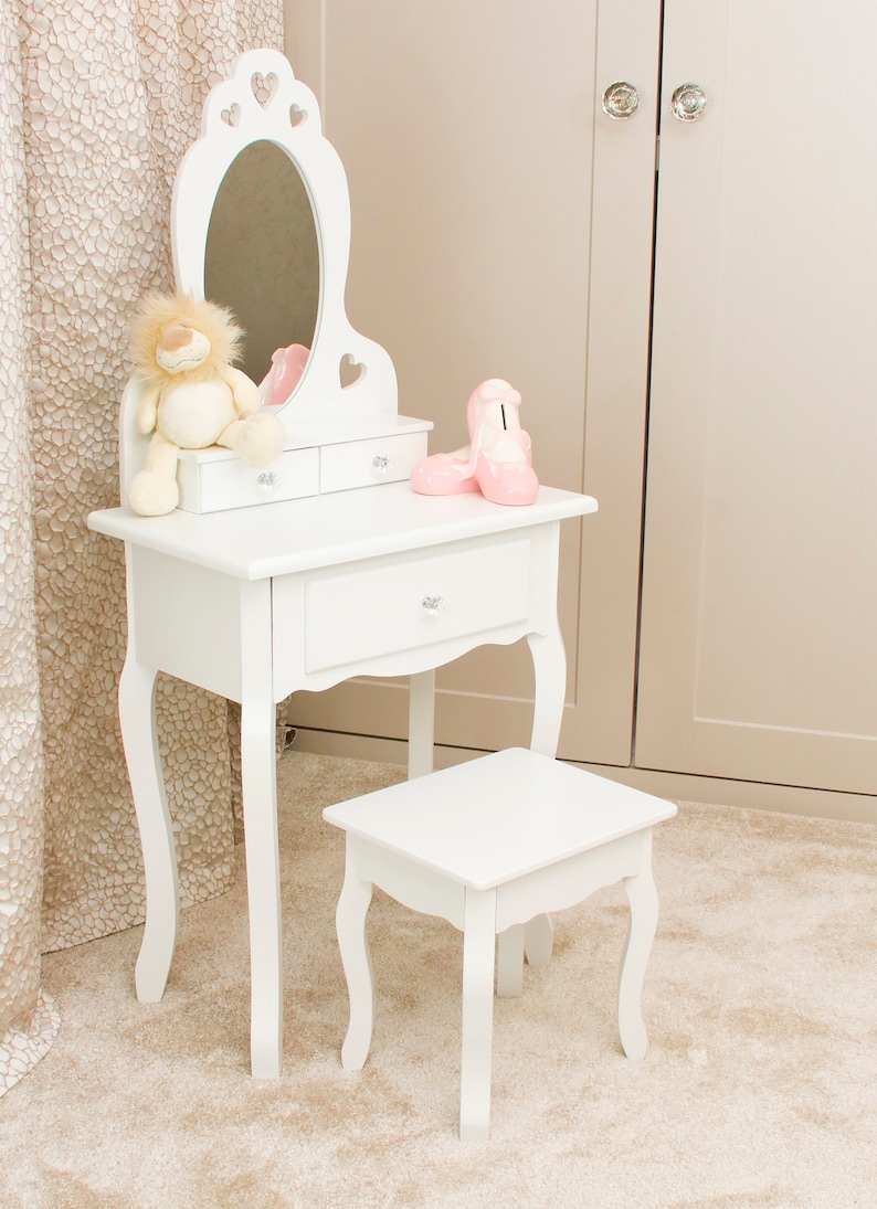 childrens white wooden dressing table