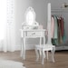 Dressing Table With Stool and Mirror 3 - 7 years - White Wooden Makeup Vanity Table With 3 Drawers, Elegant Shape Design & Crystal Knobs 