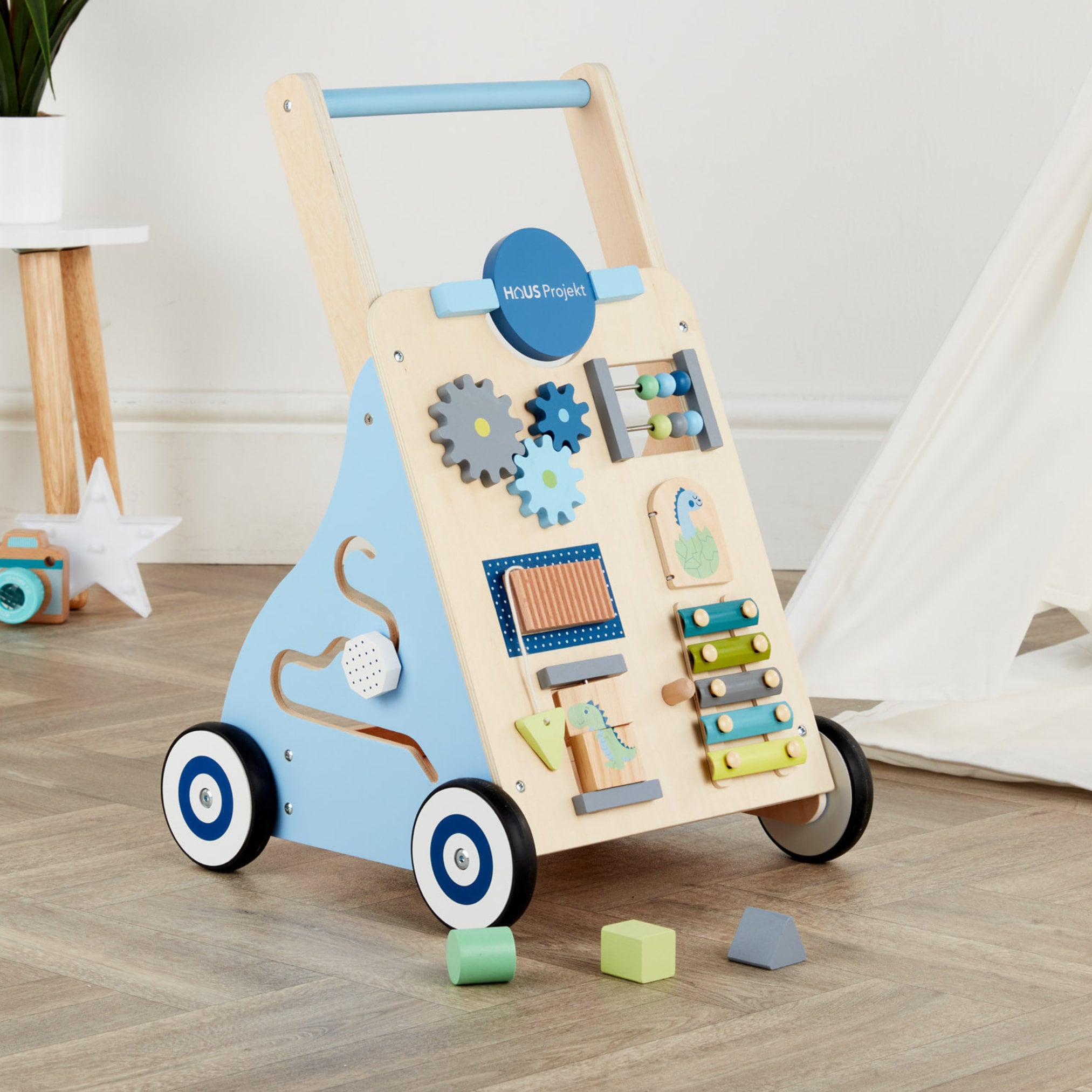 Haus Projekt Dino Trotteur en bois, chariot d'activités pour bébés et  tout-petits avec jouets sensoriels -  France