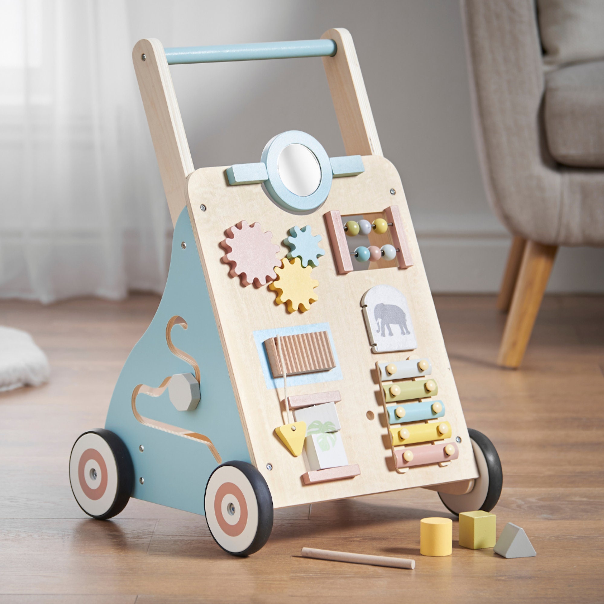 Haus Projekt Safari trotteur en bois, chariot d'activités pour bébés et  tout-petits avec jouets sensoriels -  France