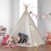Haus Projekt TeePee with Fairy Lights, Bunting & Waterproof Mat, 160cm Kids Tipi Tent, CE certified Tippee Tent, 120x120x160cm, Pink Bunting 