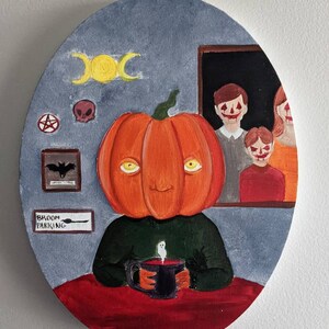 Pumpkin Man oil painting, 11x14
