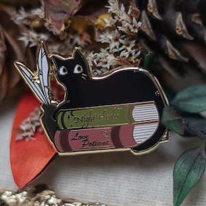 Comfy Books | Hard Enamel Pin | witchy cat lapel pin collector aesthetic | Birthday Gift Christmas Present