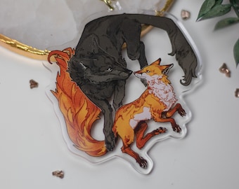 Fox&Wolf | Acrylic Charm | transparent double sided keychain | Birthday Gift | Christmas present