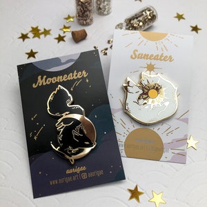 Mooneater and Suneater Fox | Hard Enamel Pin | fox moon sun lapel pin collector aesthetic | Birthday Gift Christmas Present