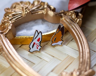 Mini Pins Fox & Kitsune | Hard Enamel Pin | fox forest lapel pin collector aesthetic | Birthday Gift Christmas Present