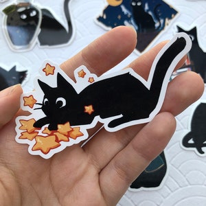 Witch Kitten Stickers Stickers witch cat sticker stationary journal calender cute kawaii japan aesthetic Caught Some Stars