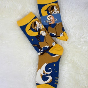 Moon Fox | Socks | One size fits most (38-42) | kawaii japan aesthetic | Birthday Gift for Her | Christmas Present for Him