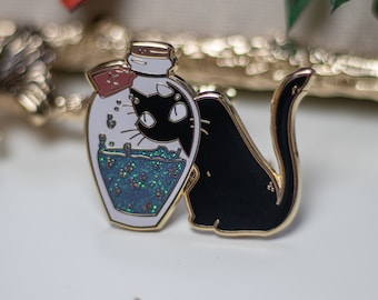 Starry Potion | Hard Enamel Pin | witchy cat lapel pin