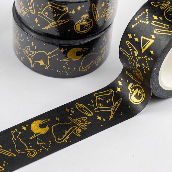 The Witch's Cat | 20mm Washi Tape | gold foil washi tape